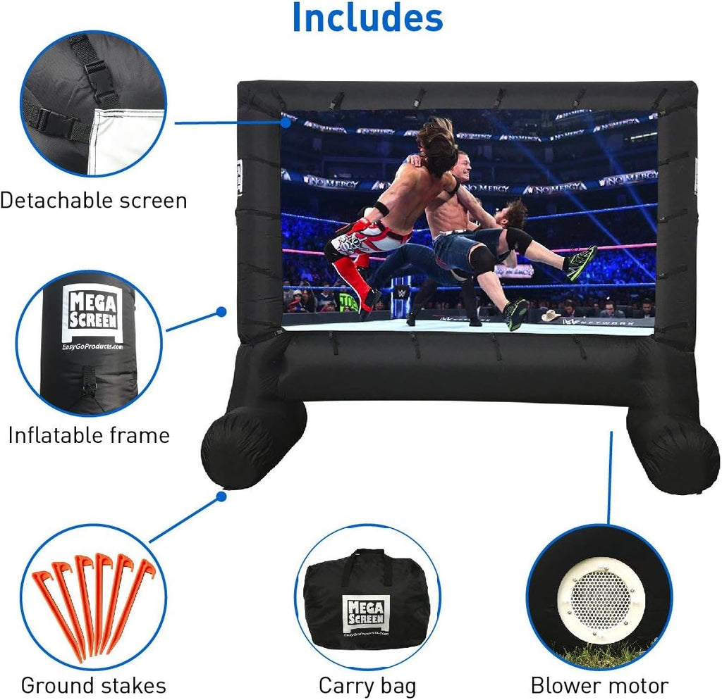 14' Inflatable Canvas Projection Screen with Inflation Fan, Tie-Downs and Storage Bag J8374