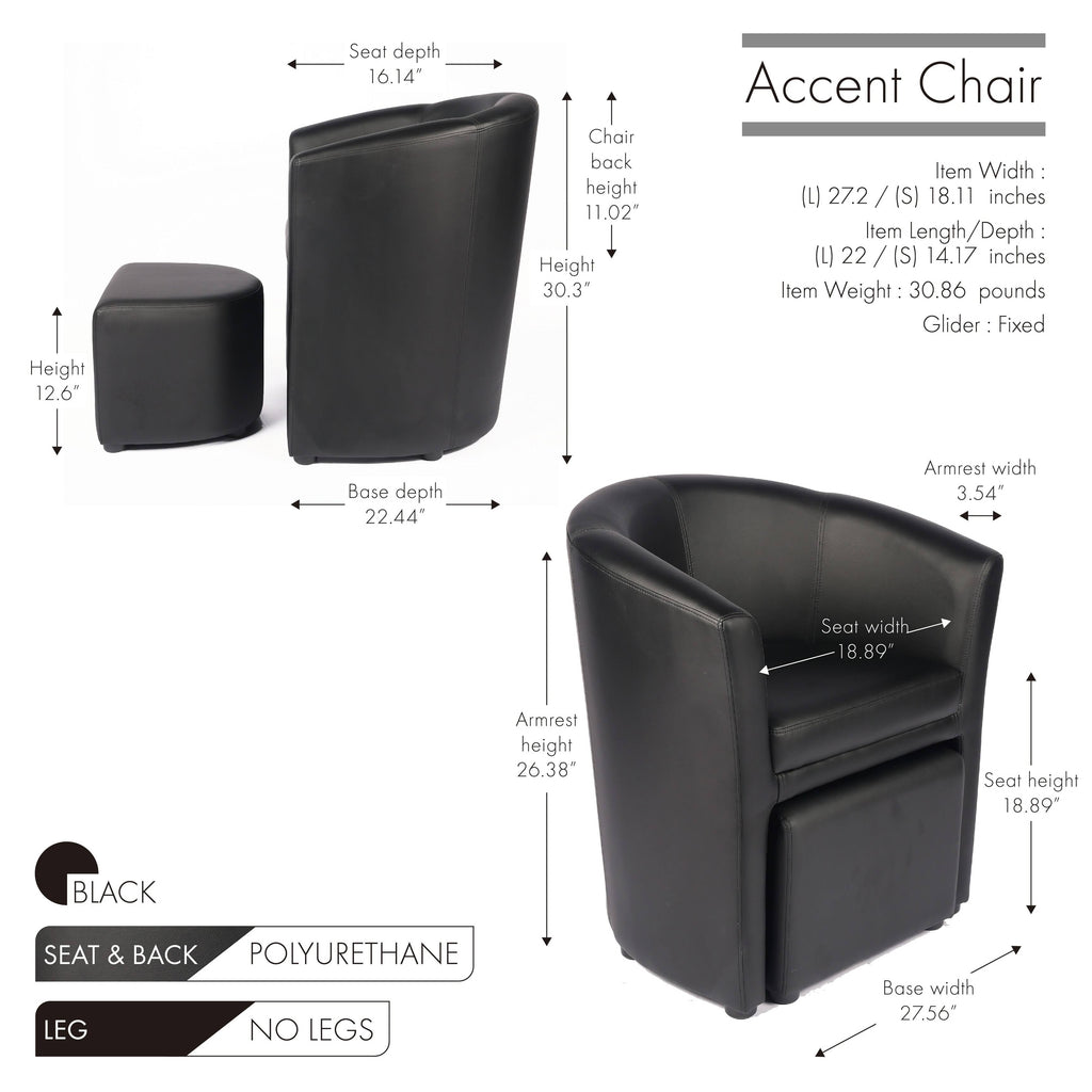 Brown Accent Club Chair with Foot Stool D67251