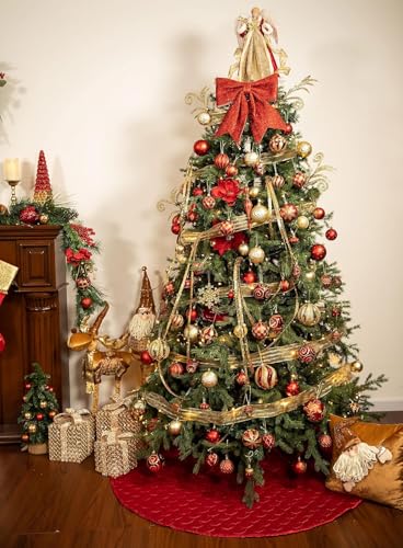 36 Inch Red Gold Velvet Christmas Tree Skirt N873700