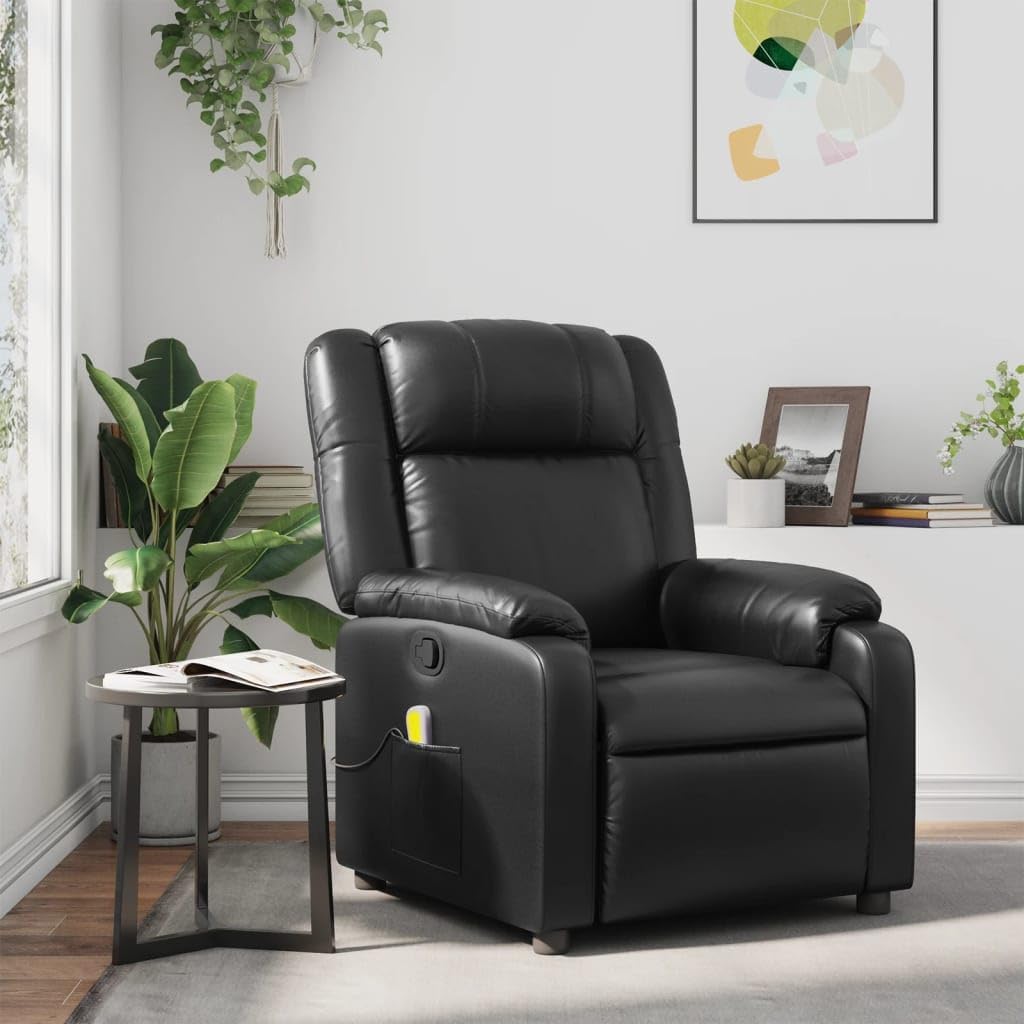 Black Faux Leather Massage Recliner Chair M16184