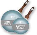 Aluminum Nonstick Ceramic Frying Pan Set 8 Inch and 11 Inch Green L756916