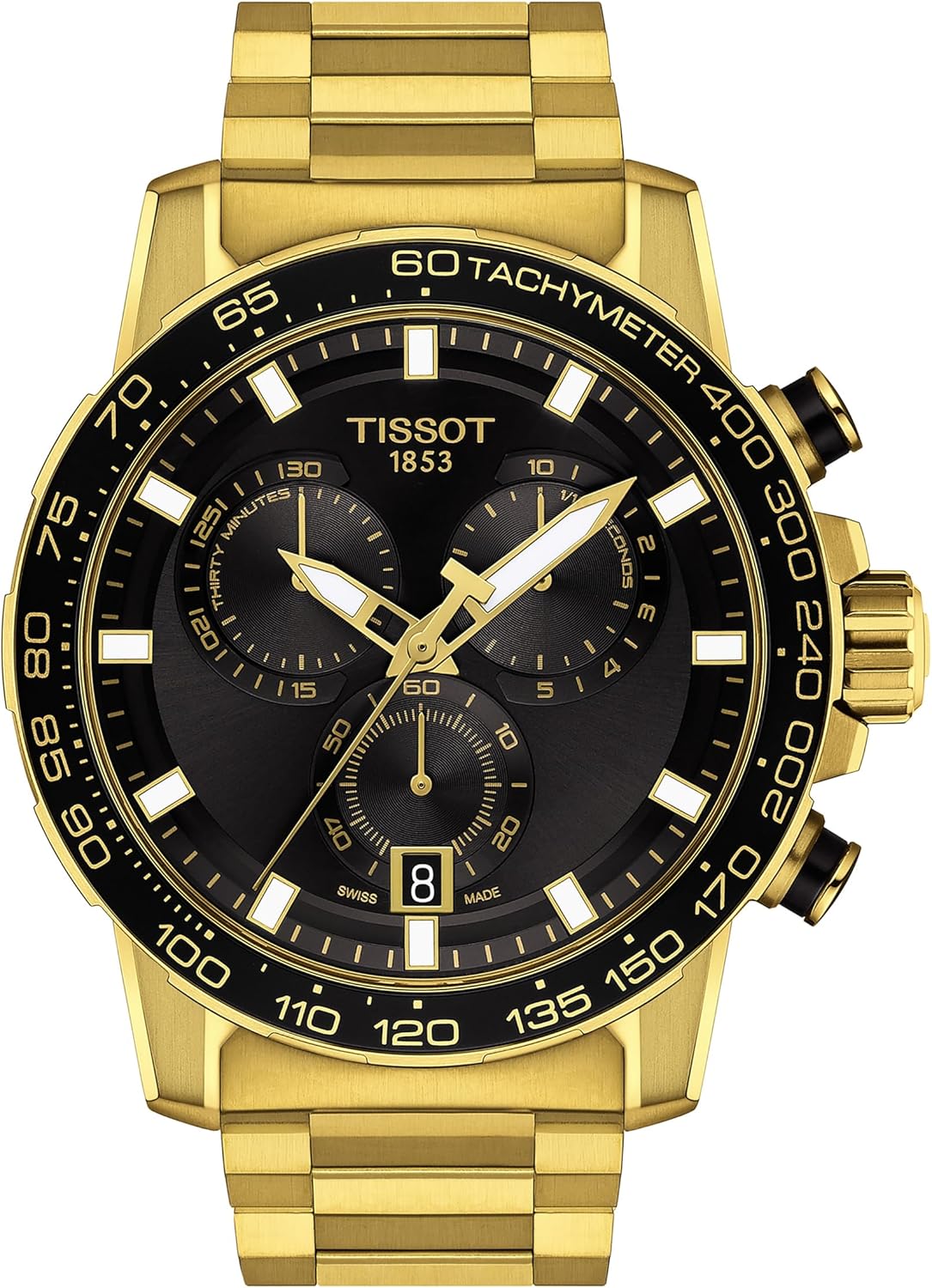 316L Stainless Steel case with Yellow Gold PVD Coating Quartz Watches, Grey, Stainless Steel A7812