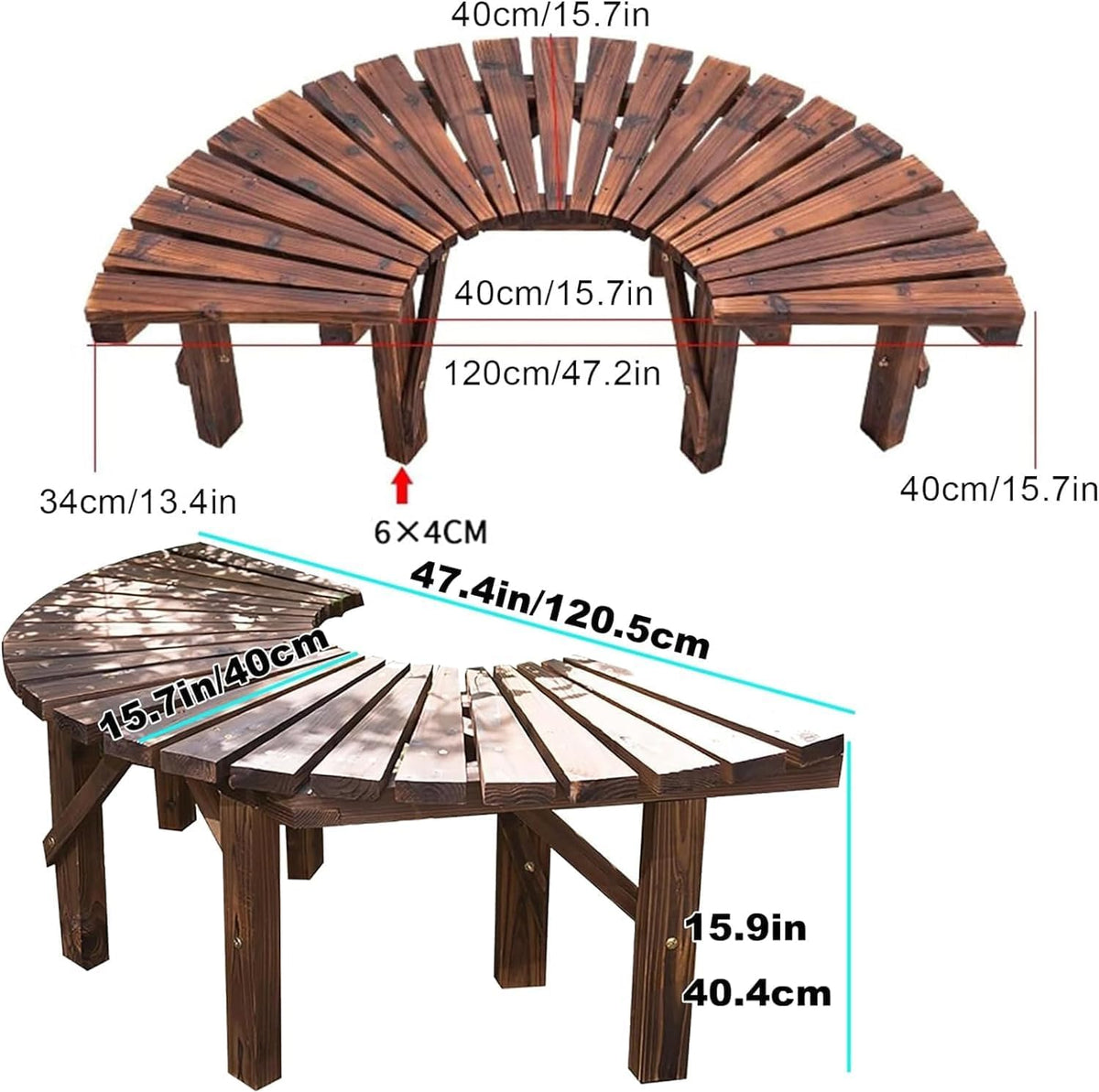 Wooden Outdoor Curved Bench Z6742