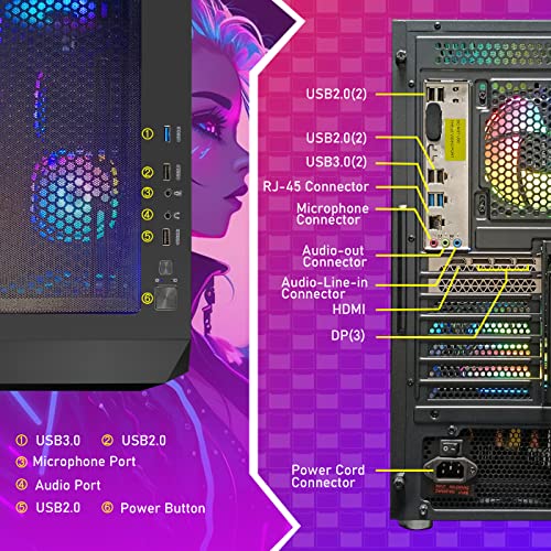 Gaming Desktop PC, Radeon RX 560, Intel core i5 up to 3.6GHz, 16G Memory, 512G SSD H988204