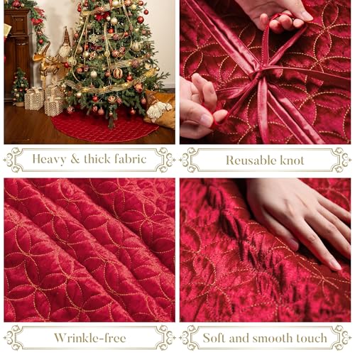 36 Inch Red Gold Velvet Christmas Tree Skirt N873700