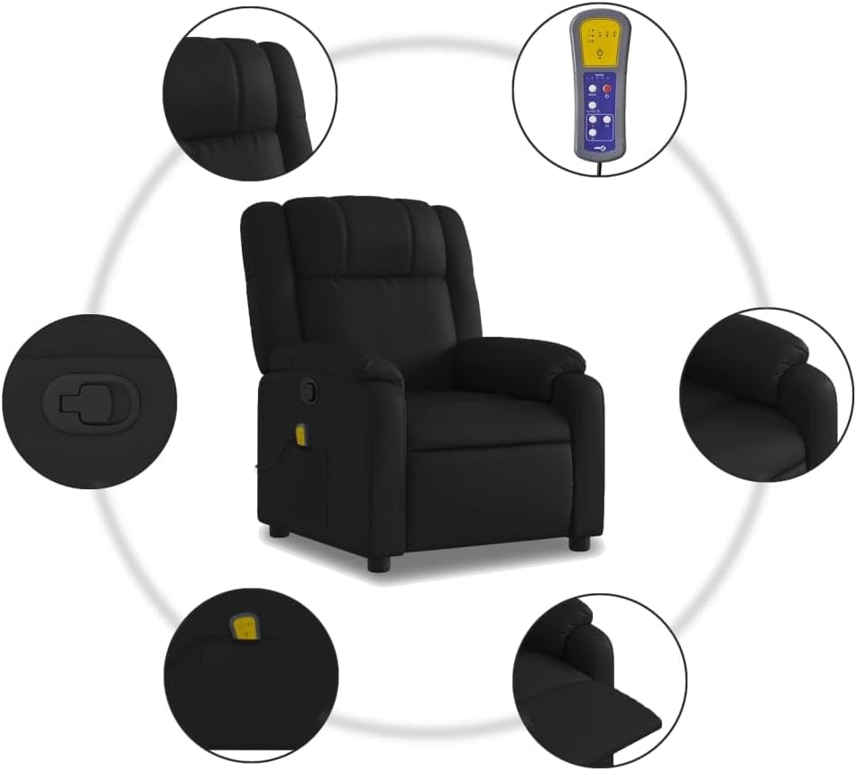 Black Faux Leather Massage Recliner Chair M16184