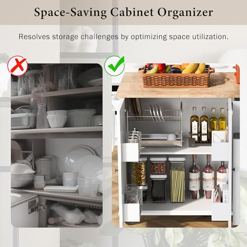 Kitchen Cart with Wood Top, 4 Drawers, Open Shelves and Door O16779