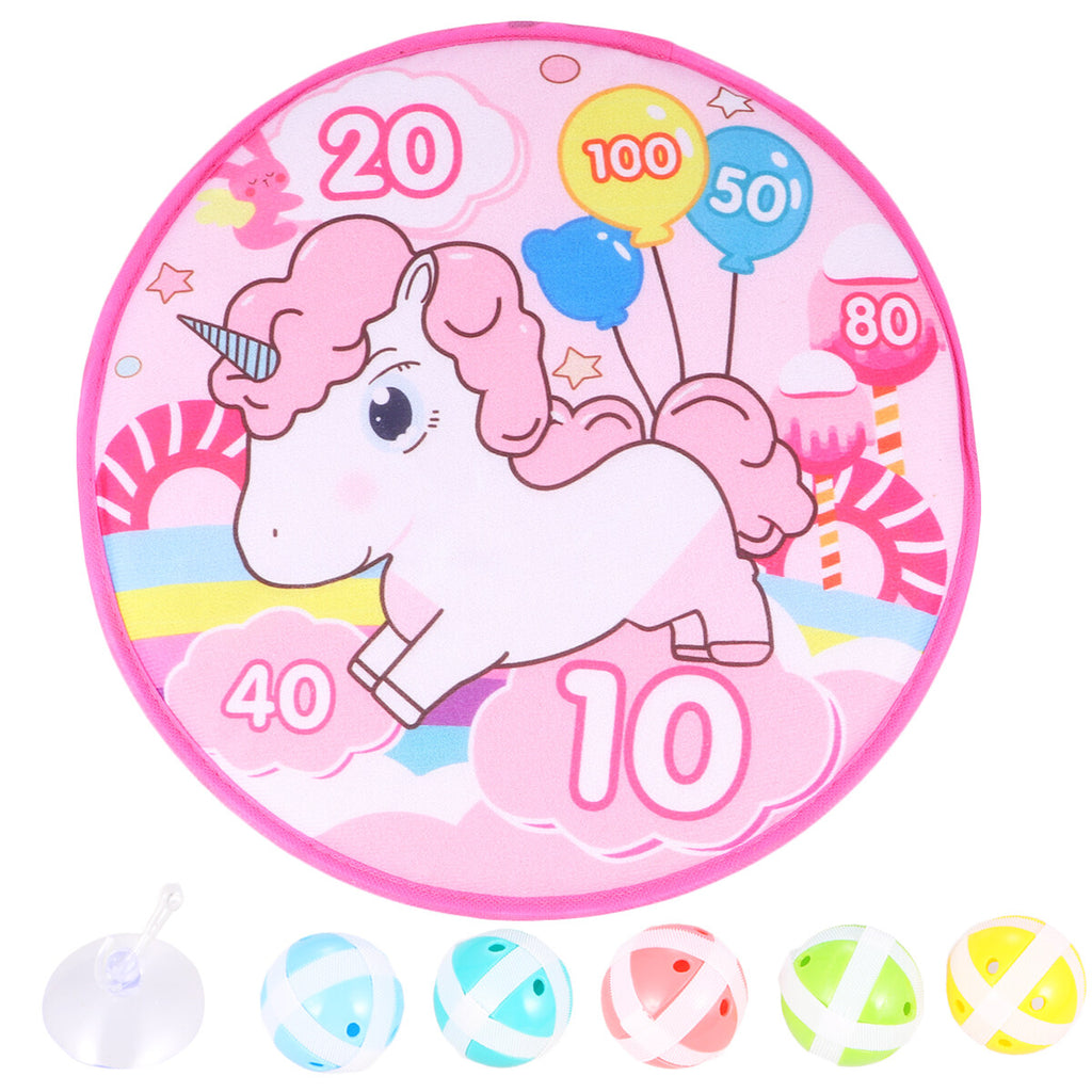 1 Set of Sucker Ball Kids Shooting Sticky Toy Cartoon Round Cloth Dart Board Toy Assorted Color U615