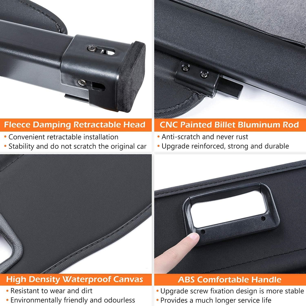 Cargo Rear Retractable Trunk Cover Pack of 2 W870