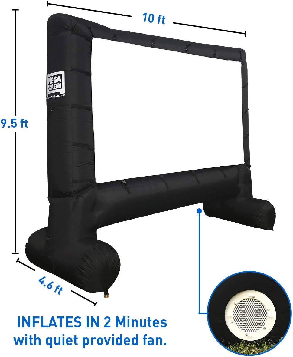 14' Inflatable Canvas Projection Screen with Inflation Fan, Tie-Downs and Storage Bag J8374