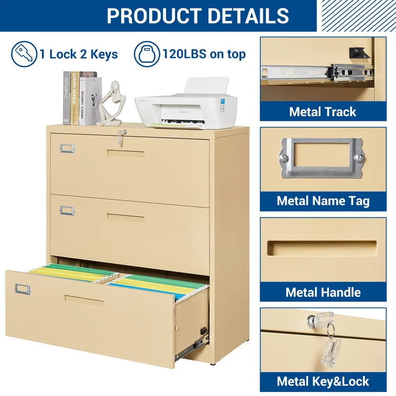 3 Drawer Lockable Metal File Cabinet L87922