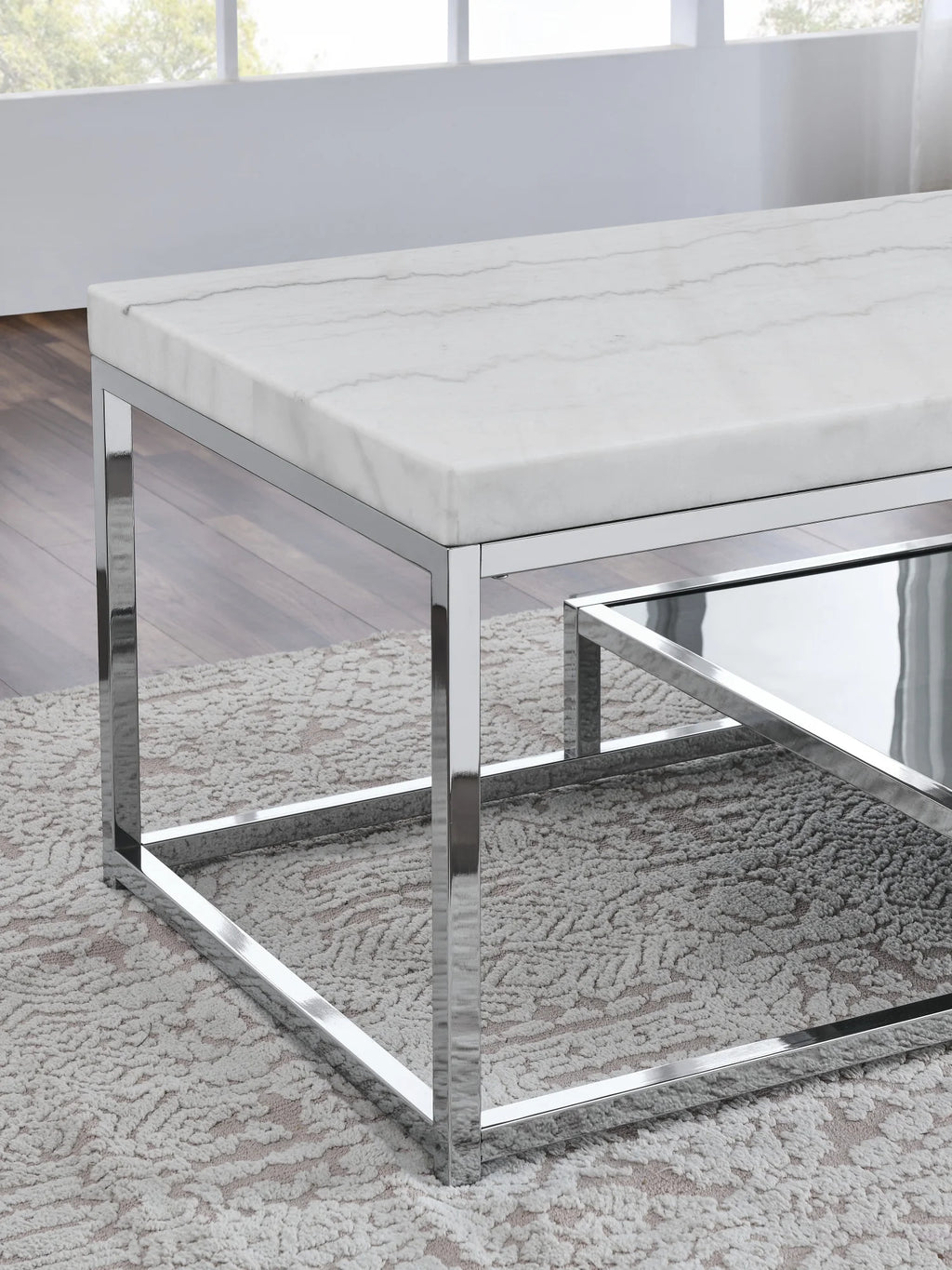 White Marble Top Coffee Table with Storage R7527