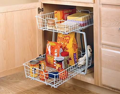 White 2 Tier Kitchen Cabinet Organizer J984