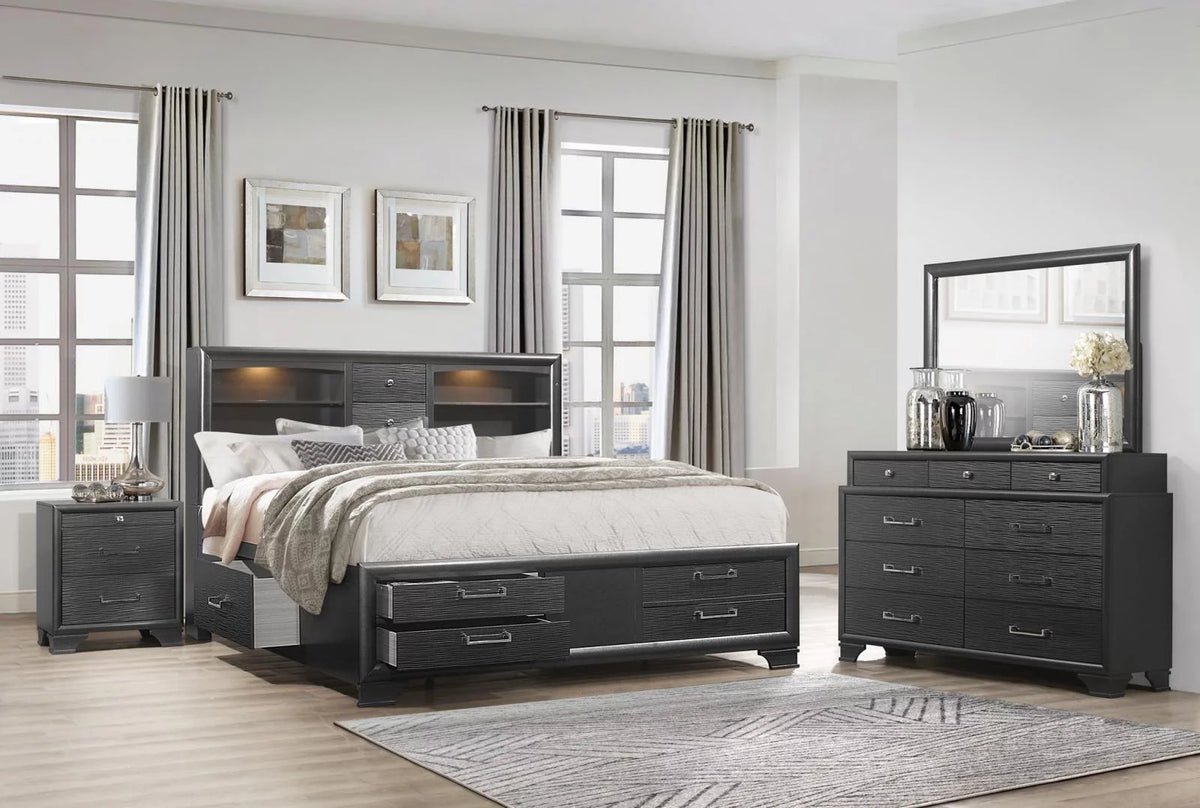 Glossy Black 5Pcs Bedroom Set I687191