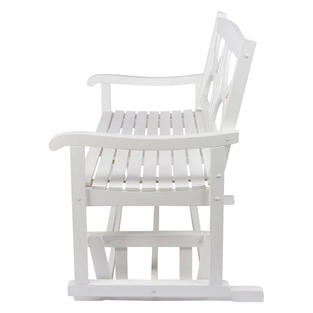 White Hardwood Patio Porch Glider Bench E43132
