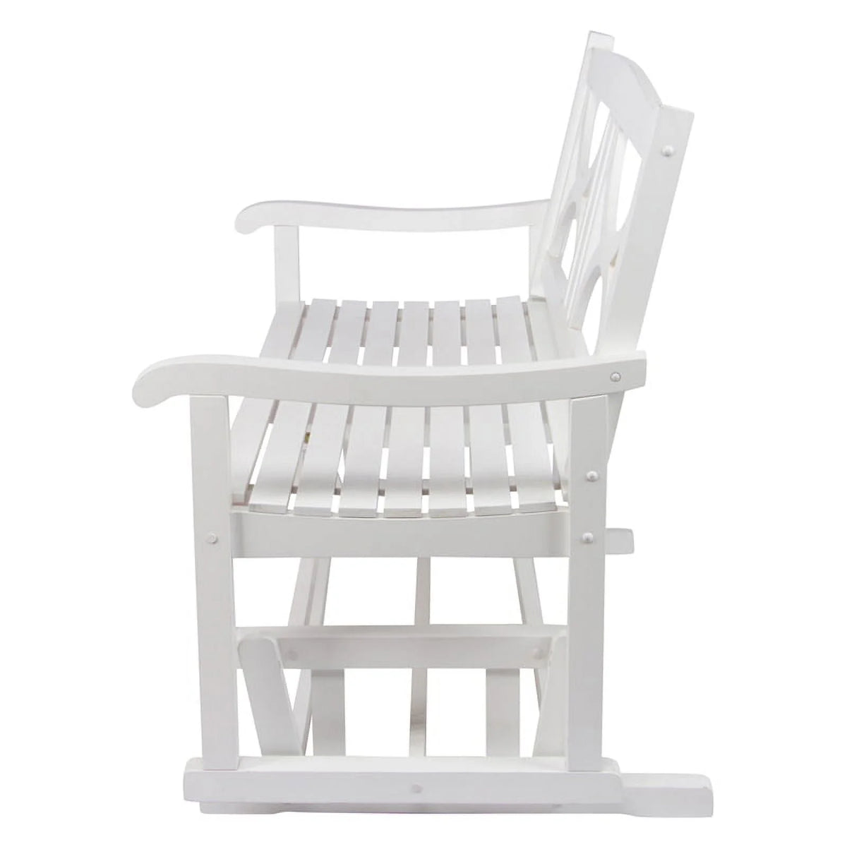 White Hardwood Patio Porch Glider Bench E43132
