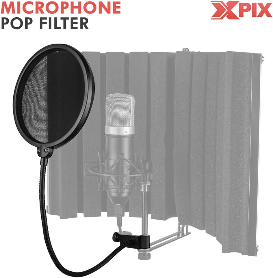 Audio Interface with 2 Samson Microphones + Headphones + Pop Filters + Goose Neck Stands + Cleaning Cloth K887411