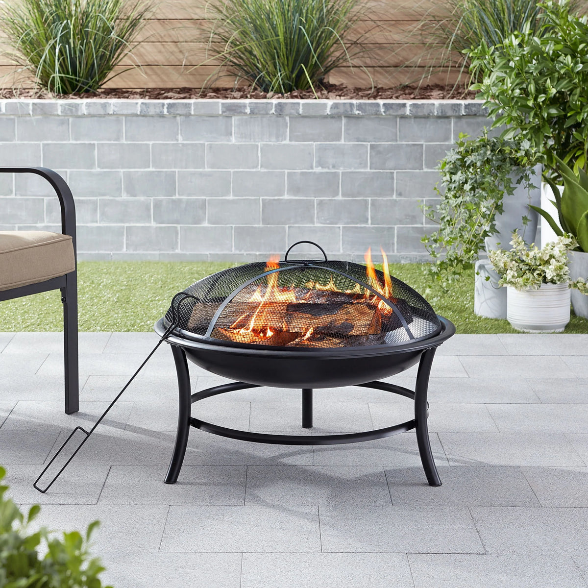 Black Round Iron Wood Burning Fire Pit Z129