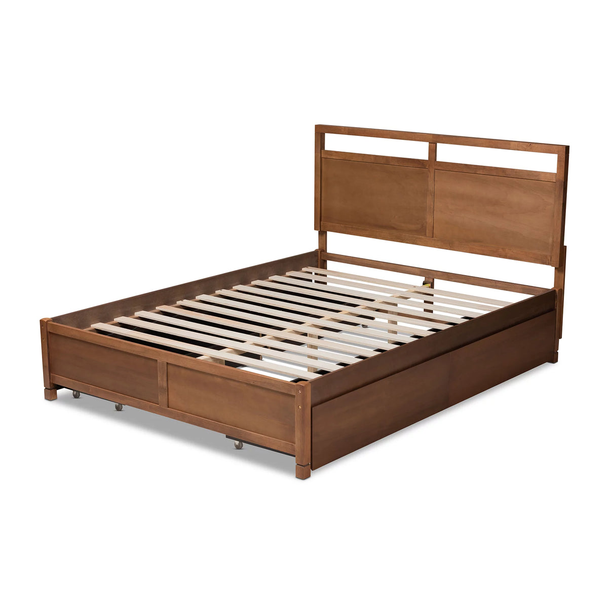 Walnut Brown Wood King Size 4-Drawer Platform Storage Bed B6337