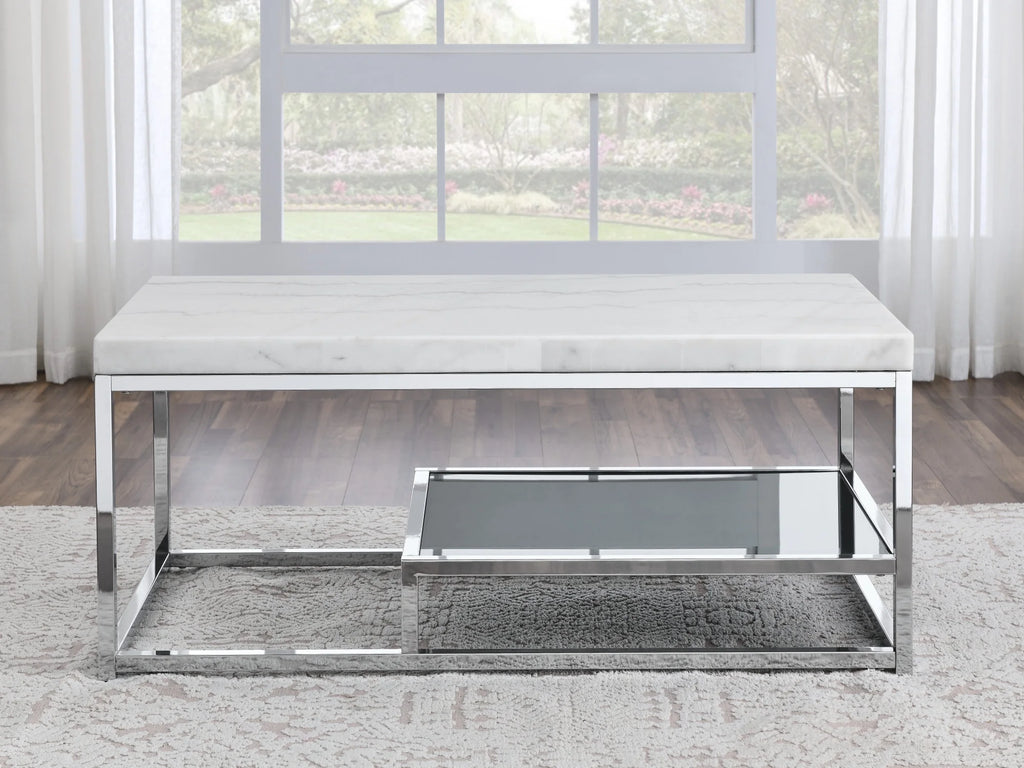 White Marble Top Coffee Table with Storage R7527