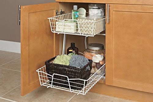 White 2 Tier Kitchen Cabinet Organizer J984