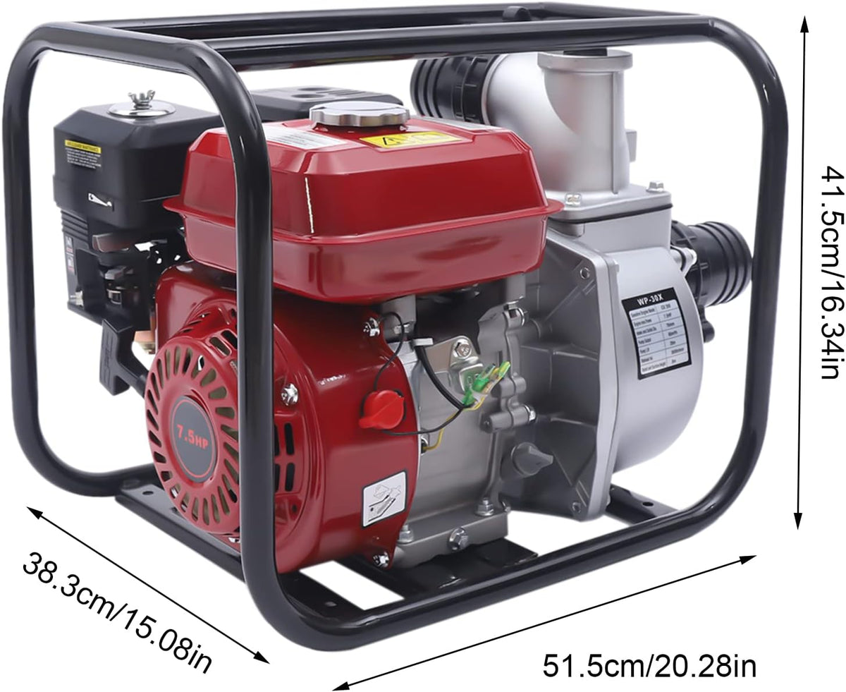 3" Gasoline Water Pump 60m3/H 7.5 Hp Self-Priming Semi-Trash Water Pump S35242