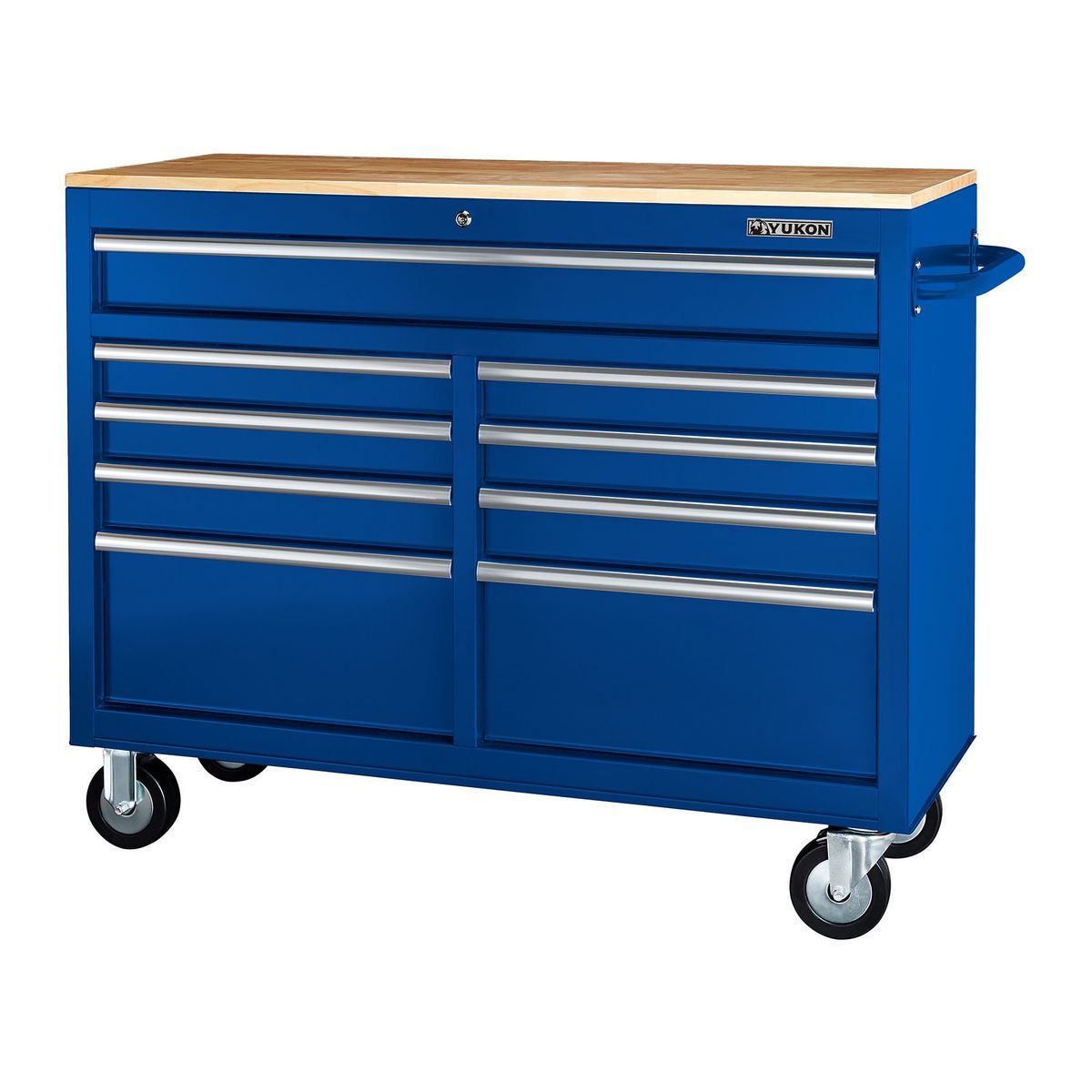 Black 9-Drawer Mobile Storage Cabinet with Solid Wood Top G8180