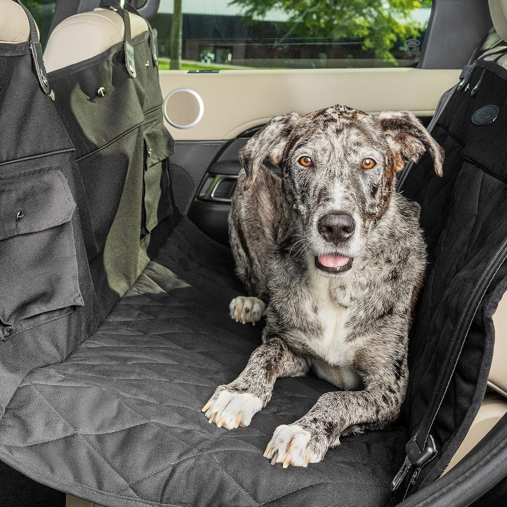 Grey Quilted Dog Car Seat Cover L378683