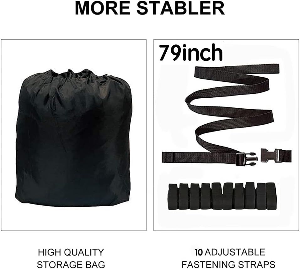 Waterproof Trailerable Runabout Boat Cover with Carrying Bag (20FT-22FT, Black) T83445