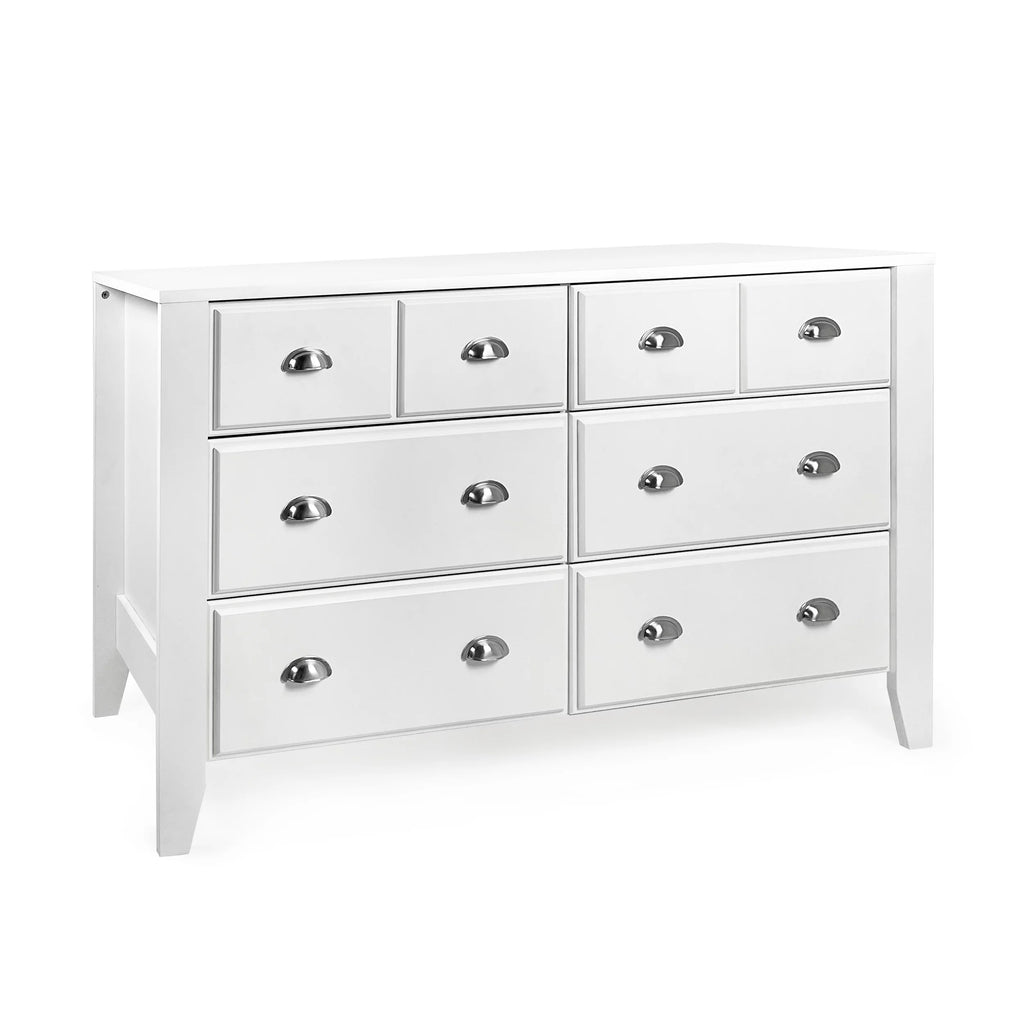White 6 Drawer Faux Wood Double Dresser B85608