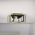 Black/Aged Brass Accents 2-Light Rectangle Flush Mount Fixture G9860
