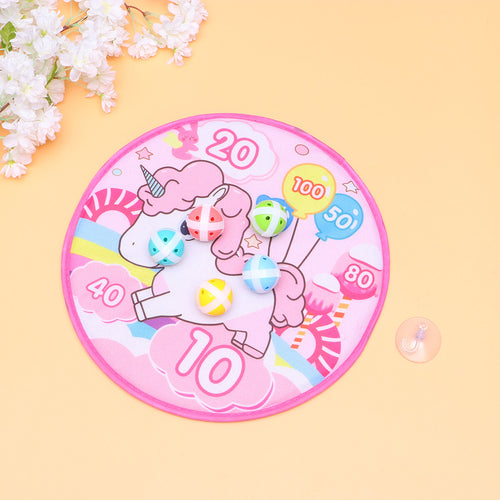 1 Set of Sucker Ball Kids Shooting Sticky Toy Cartoon Round Cloth Dart Board Toy Assorted Color U615