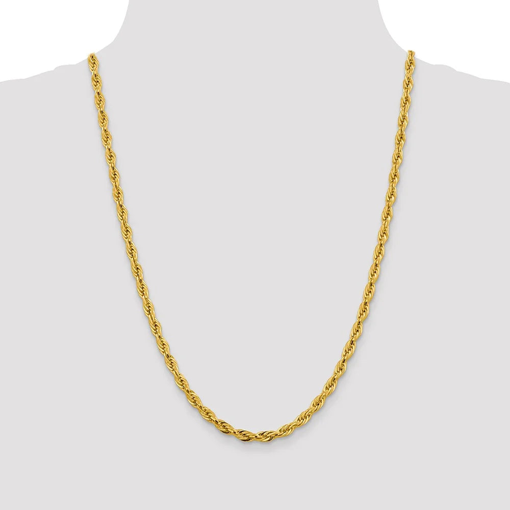 14kt Yellow Gold 24 inch Rope Chain with Lobster Clasp B27042