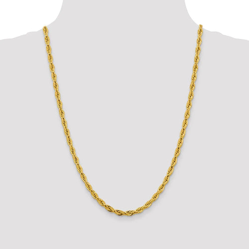 14kt Yellow Gold 24 inch Rope Chain with Lobster Clasp B27042