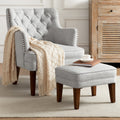 Beige Accent Chair with Ottoman Set N402