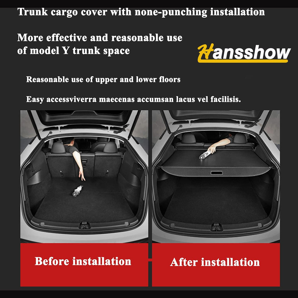 Cargo Rear Retractable Trunk Cover Pack of 2 W870
