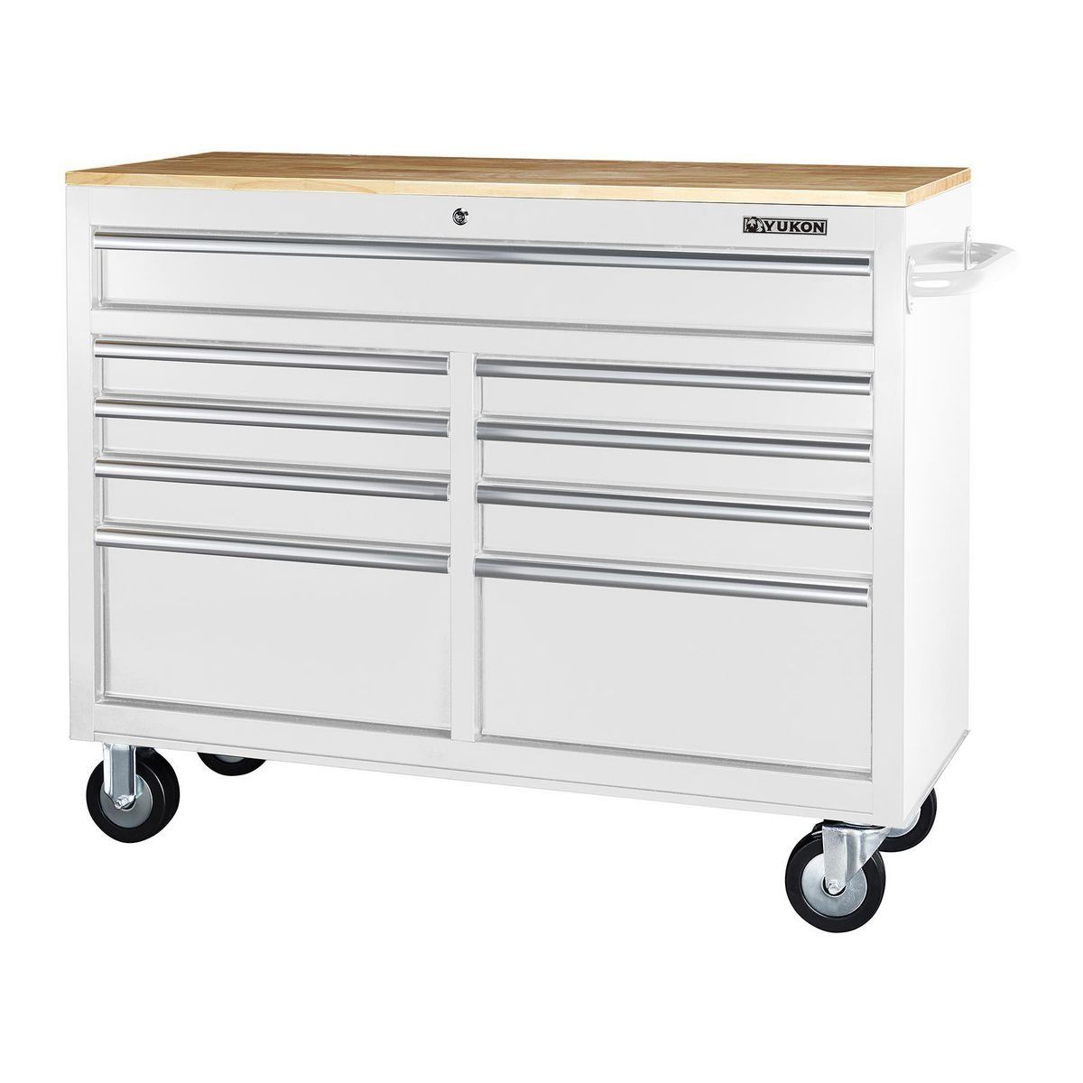 Black 9-Drawer Mobile Storage Cabinet with Solid Wood Top G8180