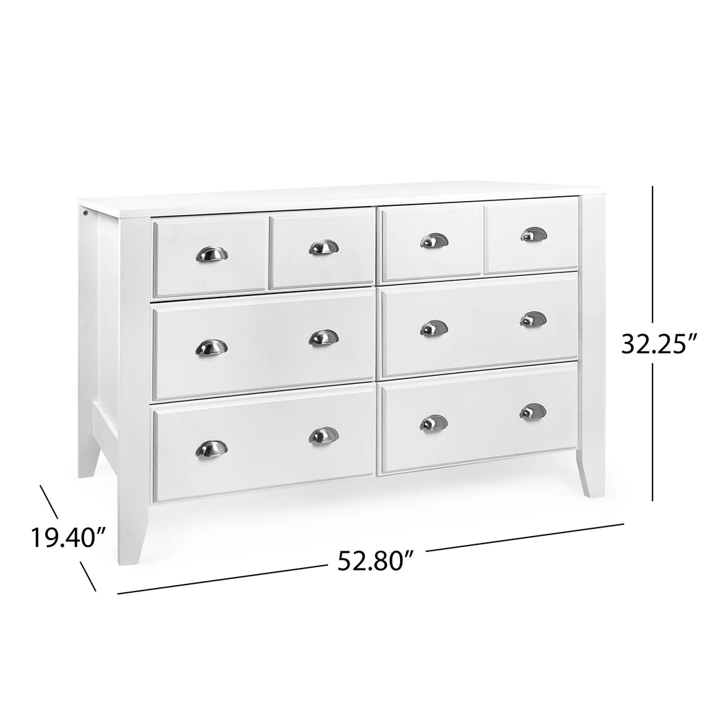 White 6 Drawer Faux Wood Double Dresser B85608
