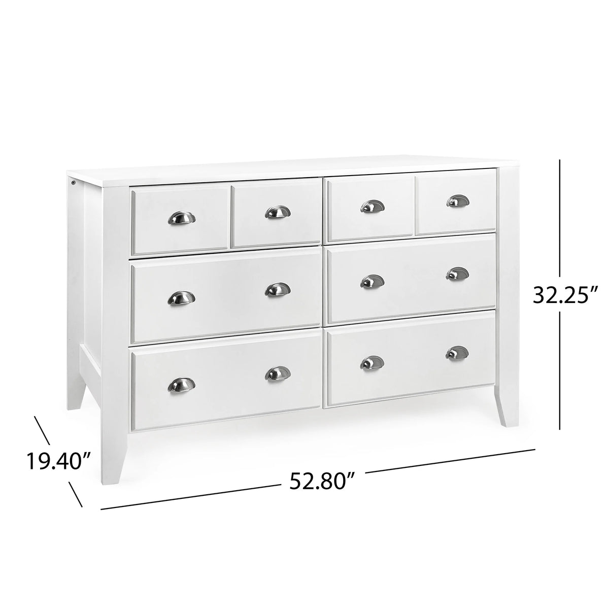 White 6 Drawer Faux Wood Double Dresser B85608