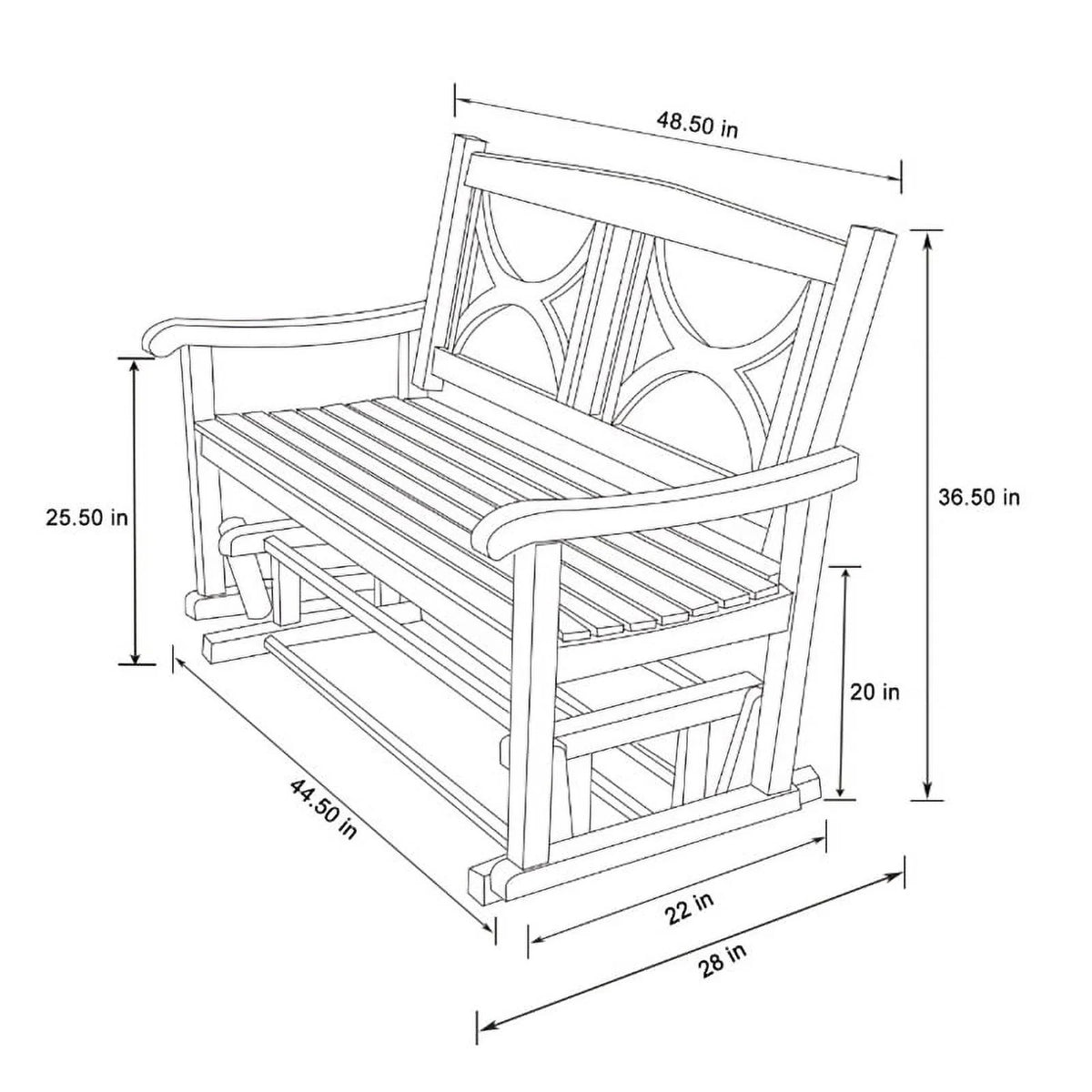 White Hardwood Patio Porch Glider Bench E43132