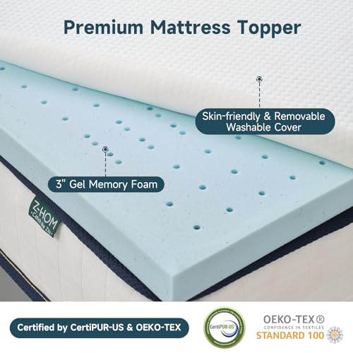 3 Inch Queen Memory Foam Mattress Topper White H580