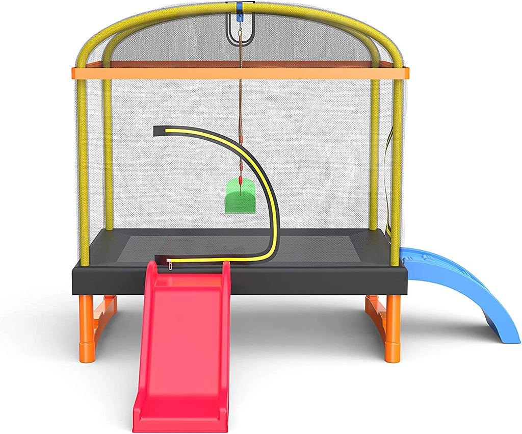 6.5ft 4-in-1 Mini Rectangular Trampoline with Safety Net Enclosure, Padding, Zipper R15829