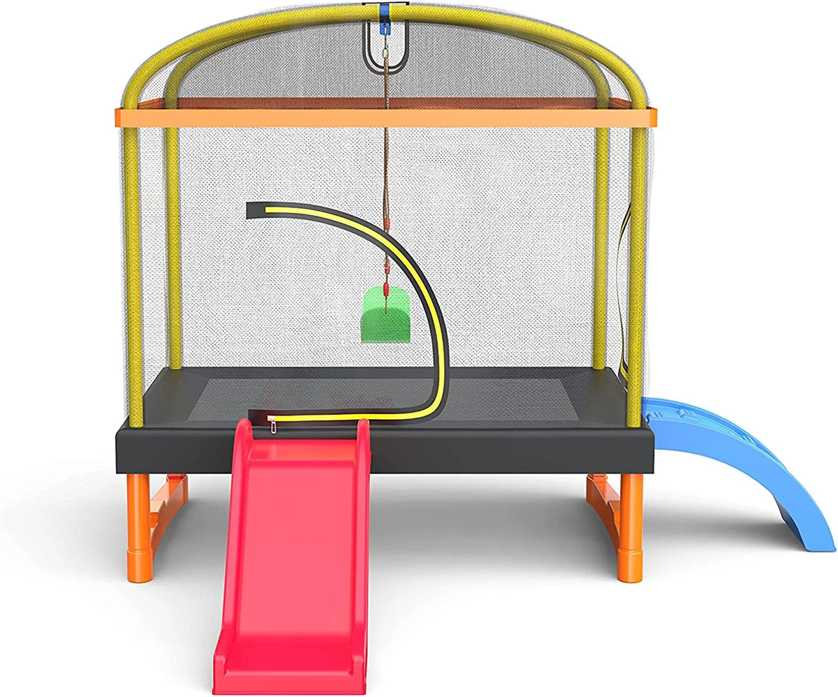 6.5ft 4-in-1 Mini Rectangular Trampoline with Safety Net Enclosure, Padding, Zipper R15829