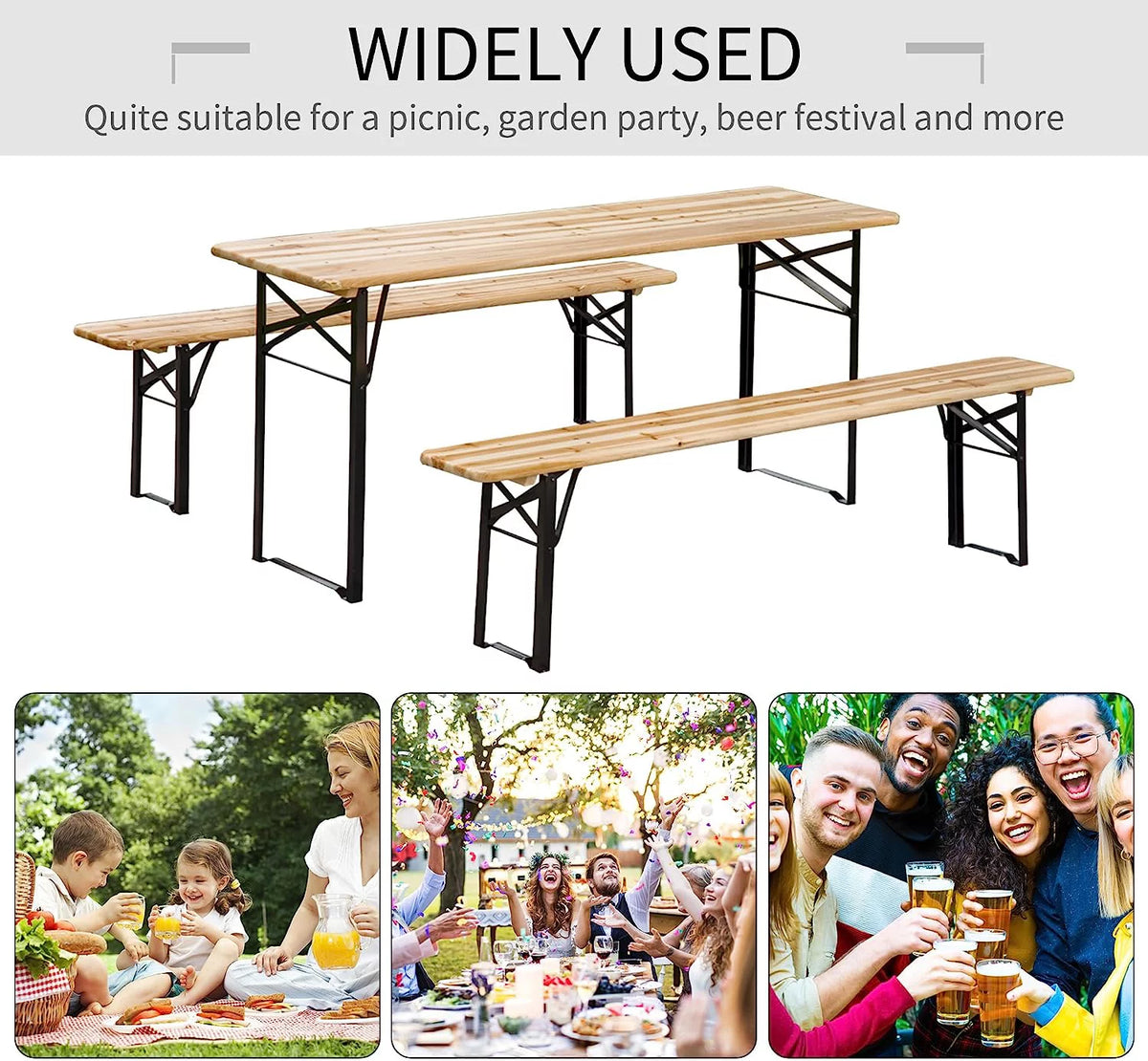 6' Portable Wooden Picnic Table and Bench Set K39467