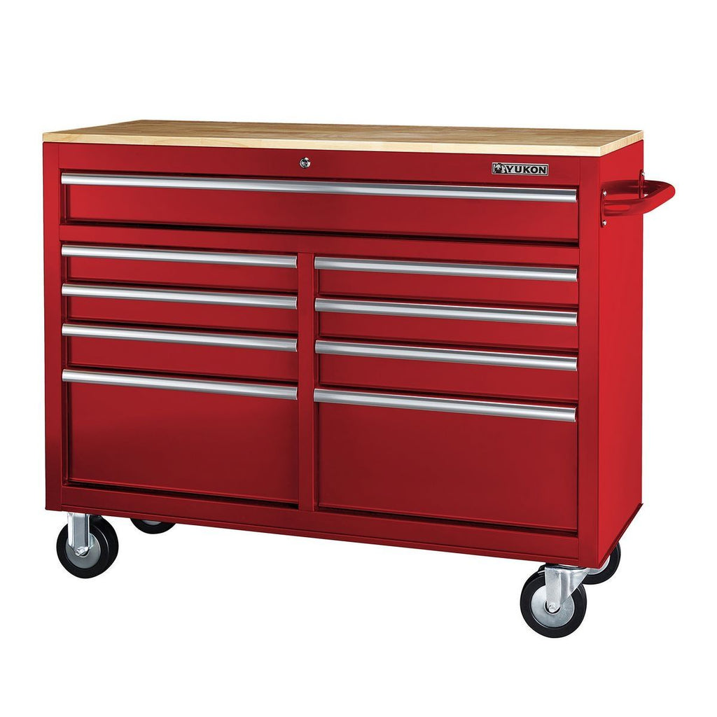 Black 9-Drawer Mobile Storage Cabinet with Solid Wood Top G8180