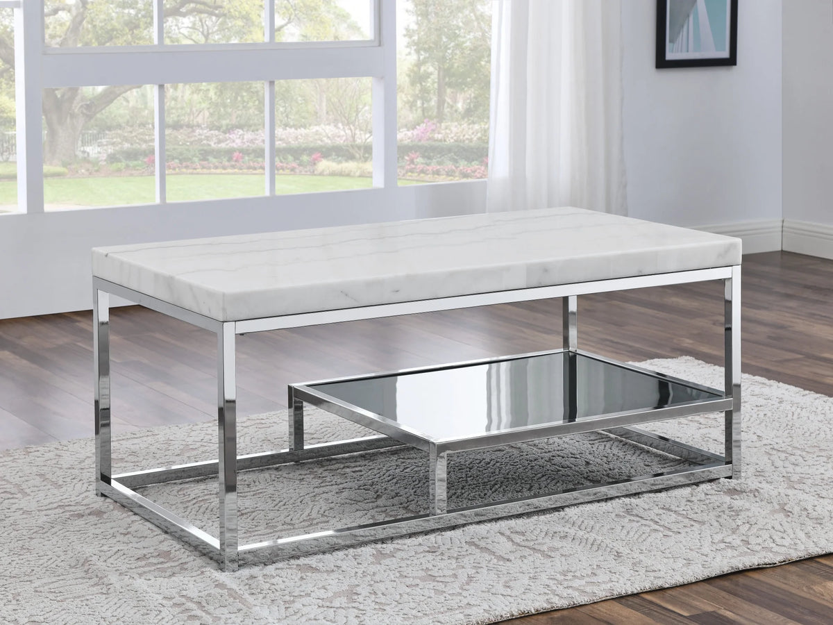 White Marble Top Coffee Table with Storage R7527