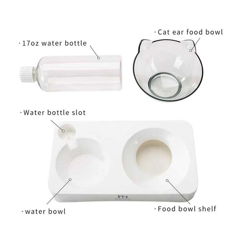 Tilted Cat Bowl Set for Food and Water K5126