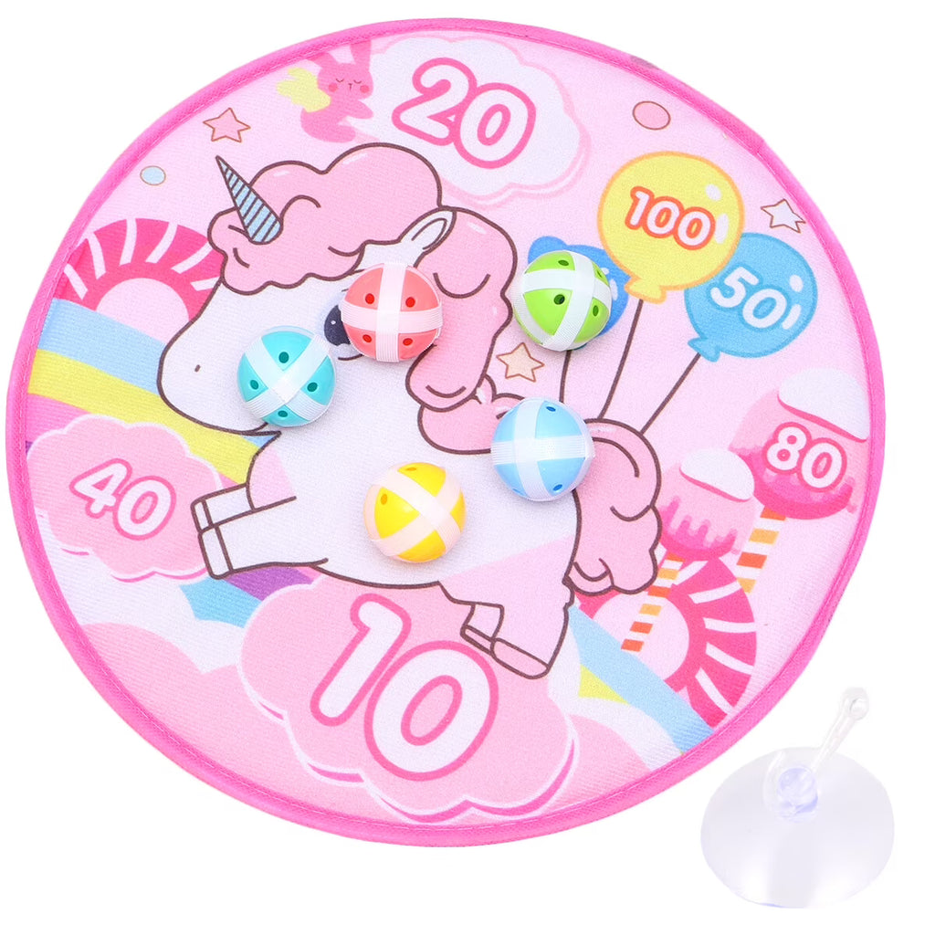 1 Set of Sucker Ball Kids Shooting Sticky Toy Cartoon Round Cloth Dart Board Toy Assorted Color U615