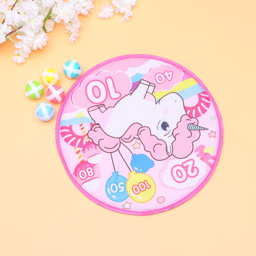 1 Set of Sucker Ball Kids Shooting Sticky Toy Cartoon Round Cloth Dart Board Toy Assorted Color U615