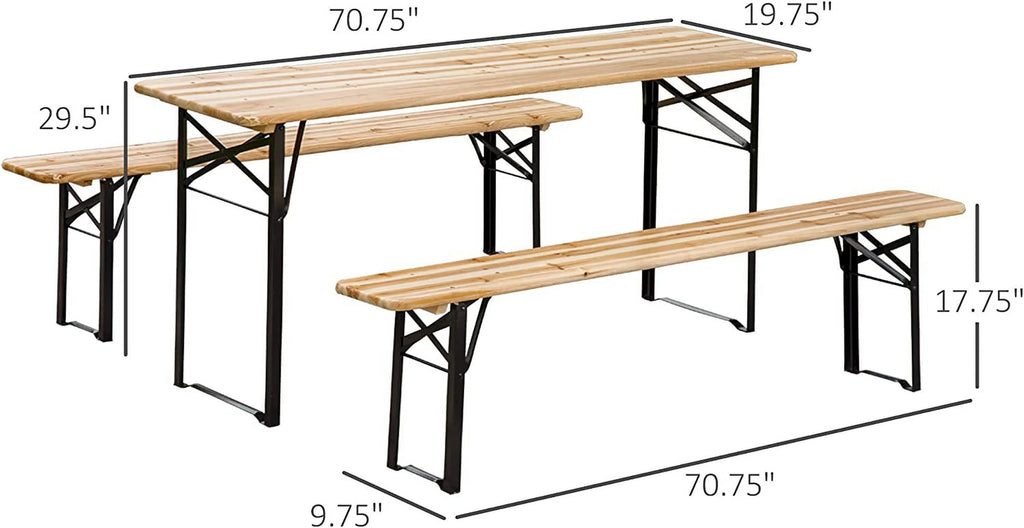 6' Portable Wooden Picnic Table and Bench Set K39467